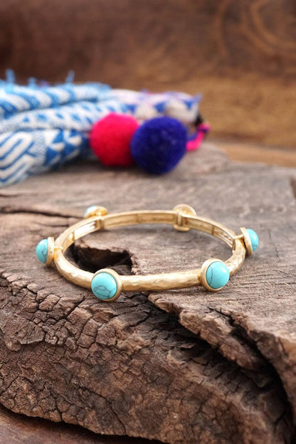 Jeweled Golden Bangle with stone dots