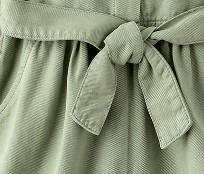 Girls Olive Romper w/ Belt