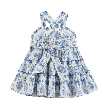 Blue Floral Layered Dress