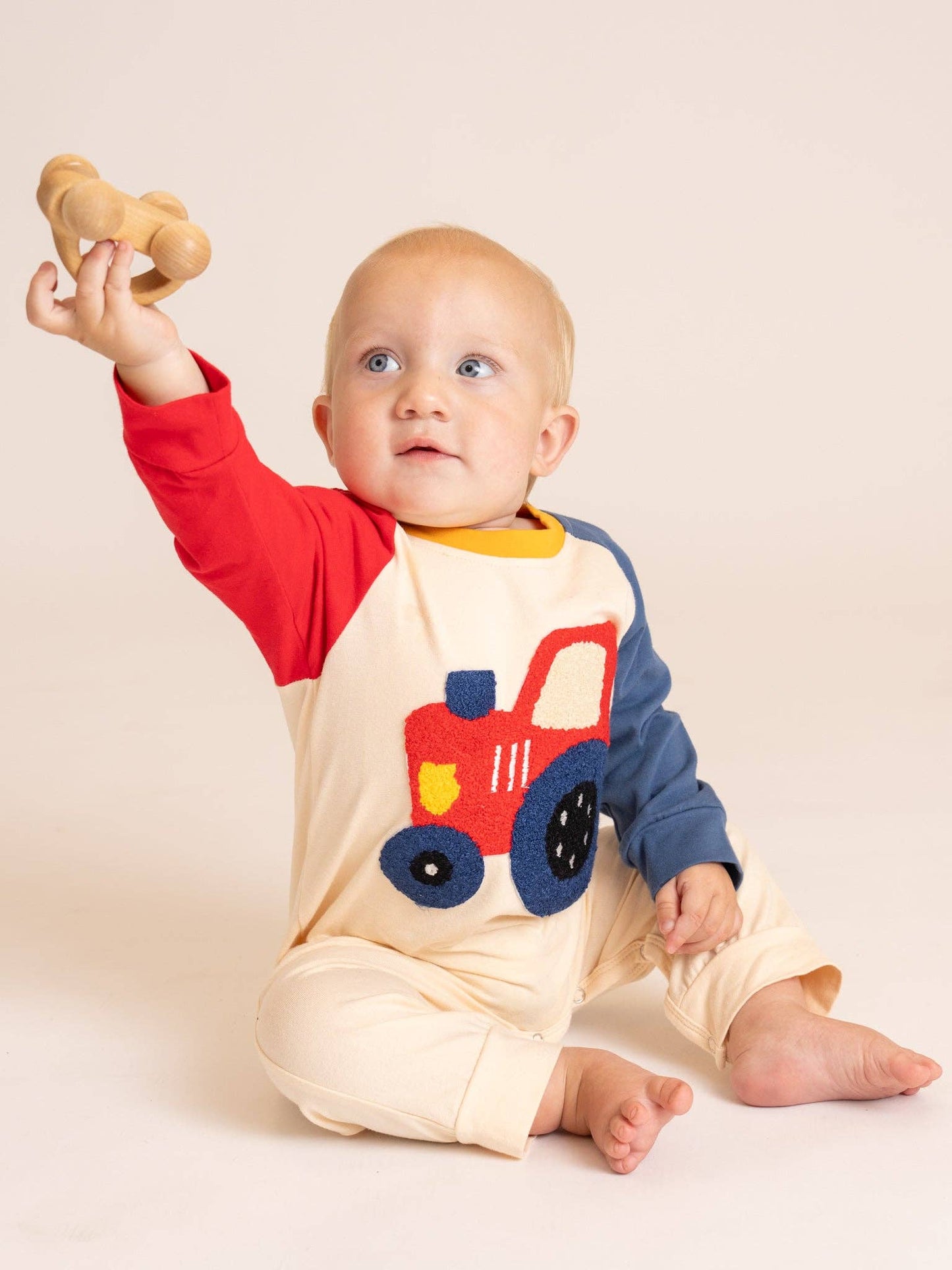 Tractor Trail Embroidered Romper