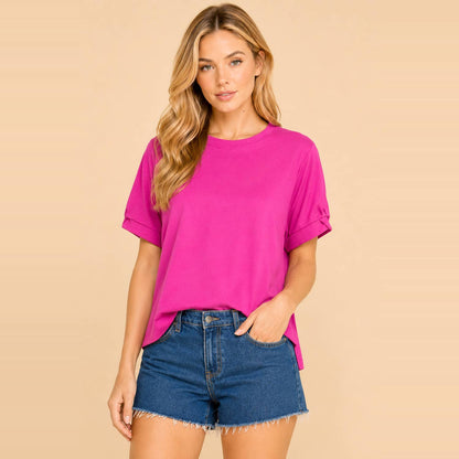 Cuffed Short Sleeve Top