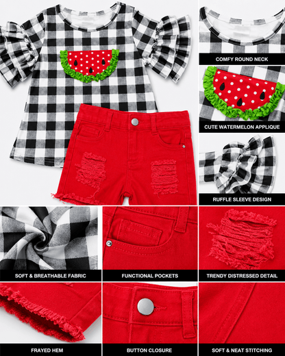 Watermelon Checkered Red Shorts set