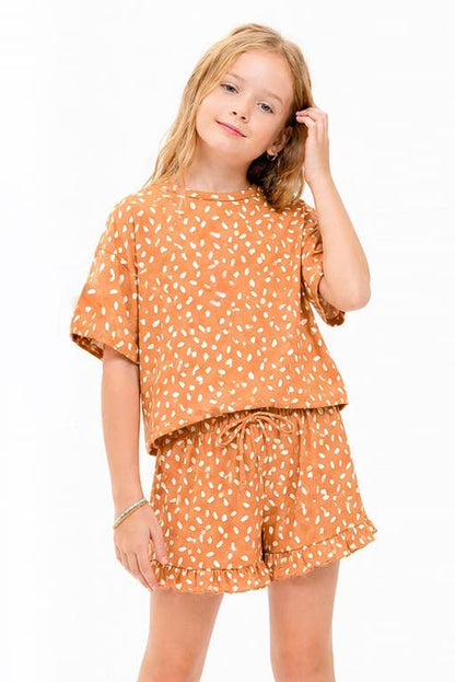 Dots Print Top and Shorts Set