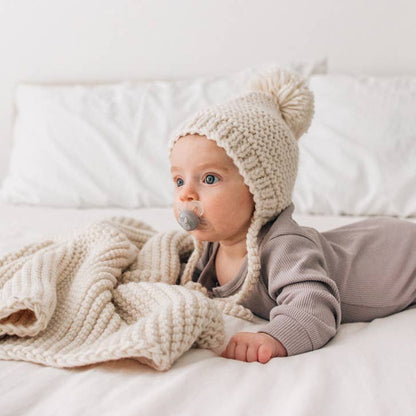Natural Garter Stitch Bonnet Baby & Kids