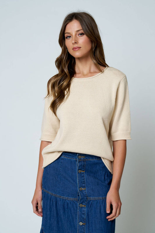 HALF SLEEVE SWEATER KNIT TOP