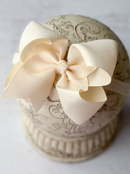 Classic Grosgrain Hair Bow - Satin Headband - 4.5"