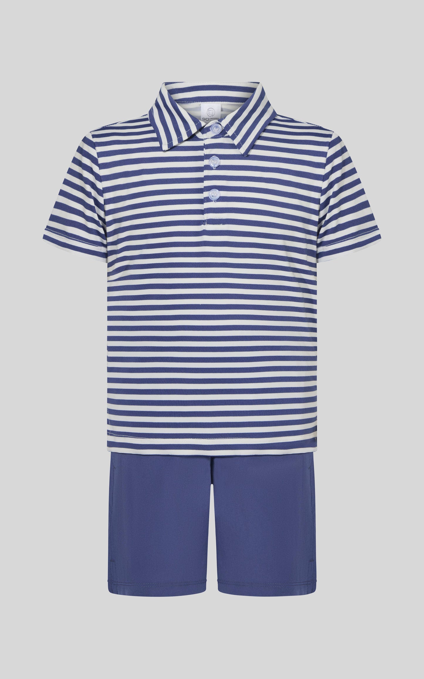 Navy Stripe Polo Set