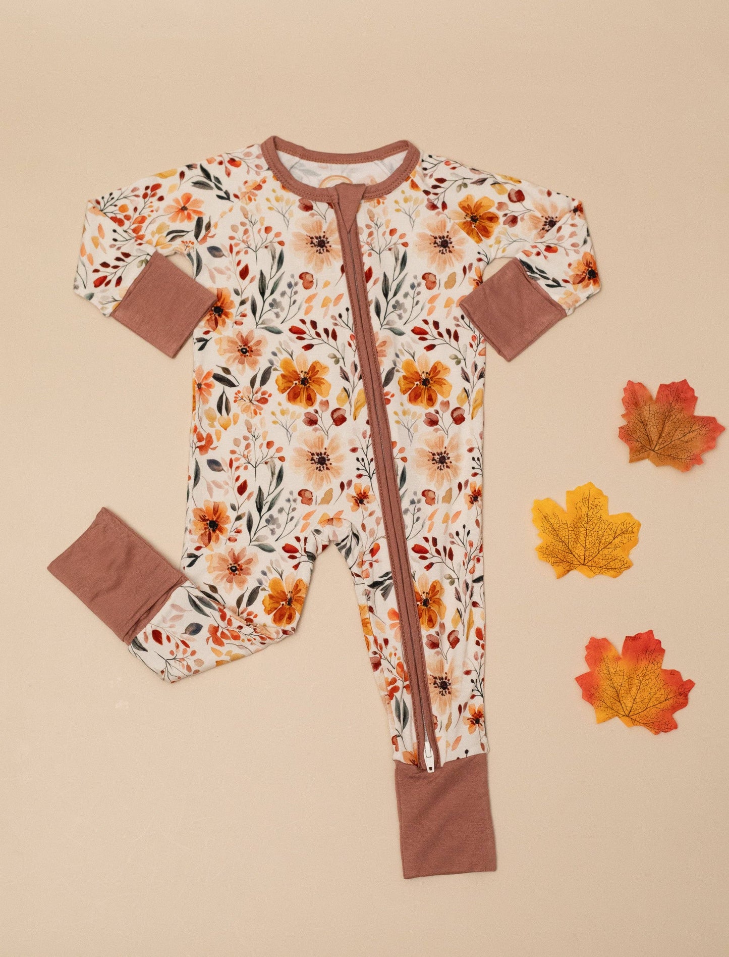Fall Floral Bamboo Zip Romper