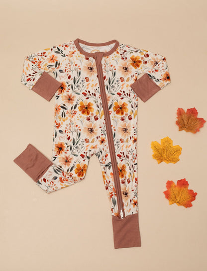 Fall Floral Bamboo Zip Romper