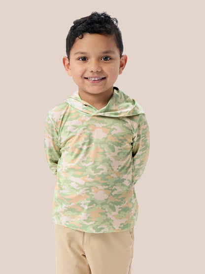 Boys Sage Trail Camo Performance Hooded Shirt