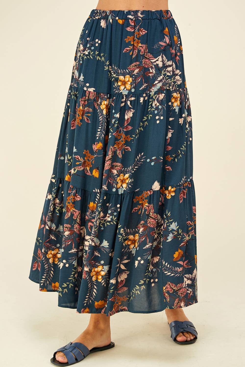 Navy Floral Maxi Skirt