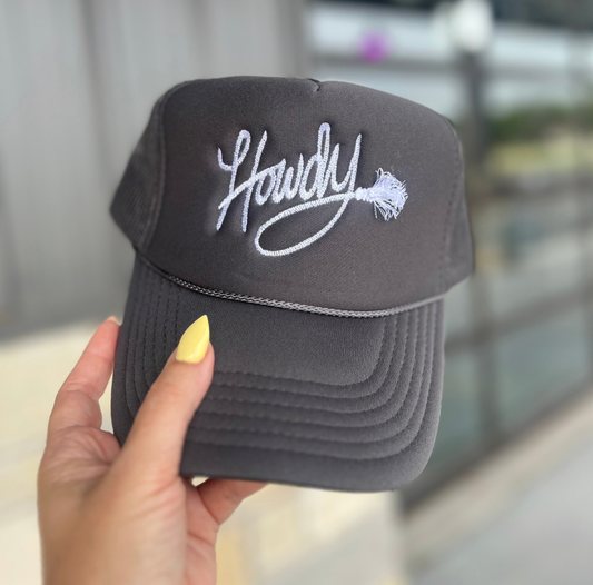 Black Embroidered Howdy Hat
