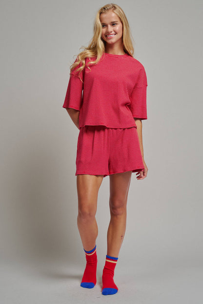 Knit Striped Two-Piece Lounge Set