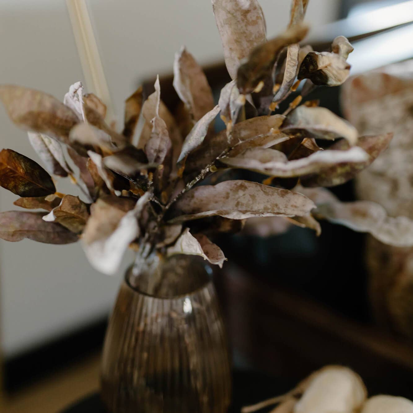 Ribbed Amber Glass Vase