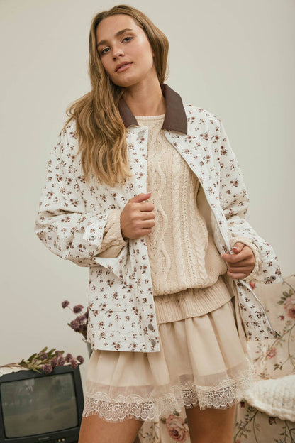 FLORAL CORDUROY DENIM JACKET