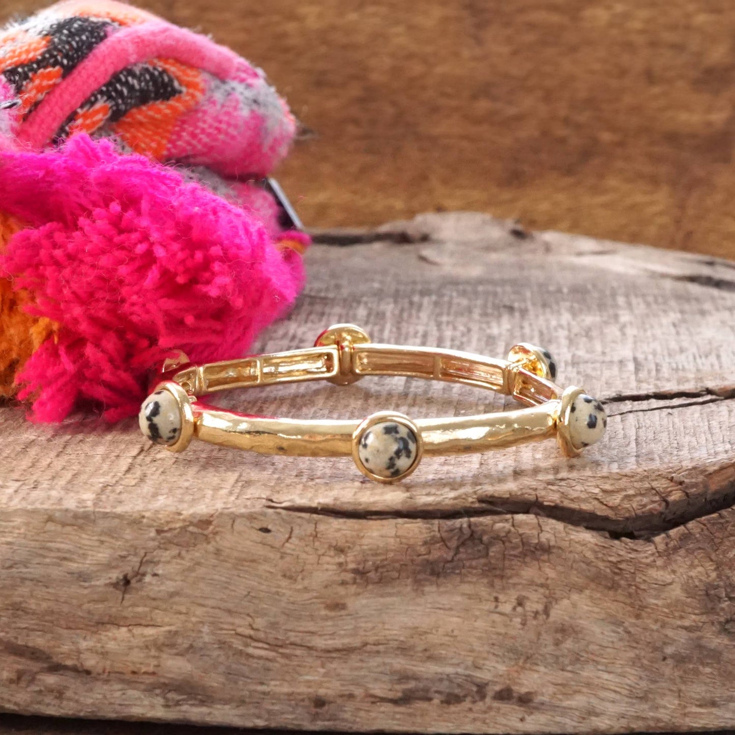 Jeweled Golden Bangle with stone dots