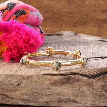 Jeweled Golden Bangle with stone dots