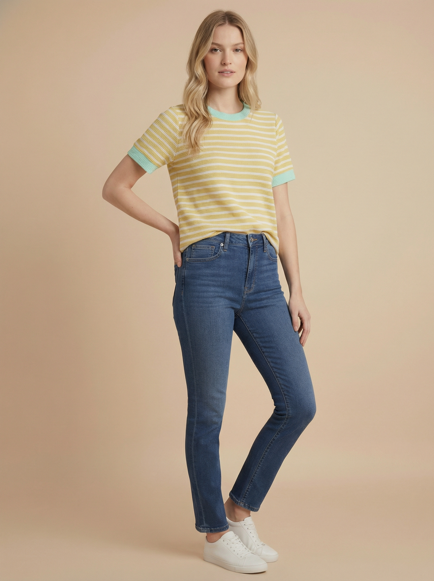 Yellow Stripe Knit Top