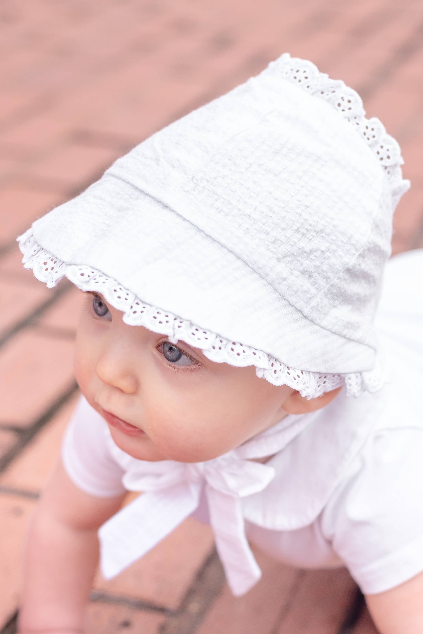 White Lace Baby Bonnet