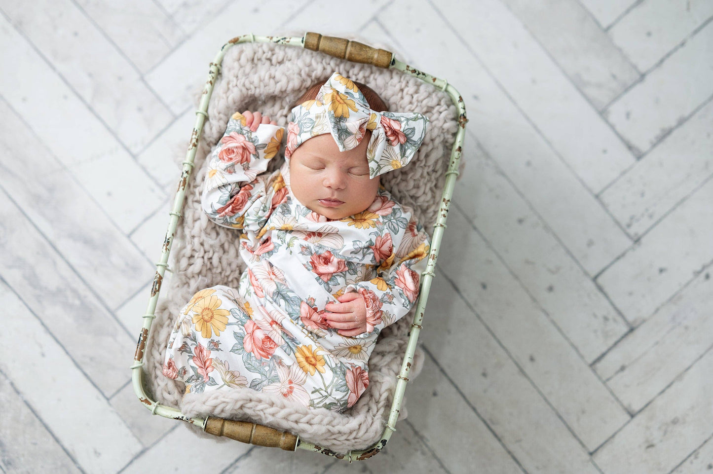 Infant Botanical Ecru Gown