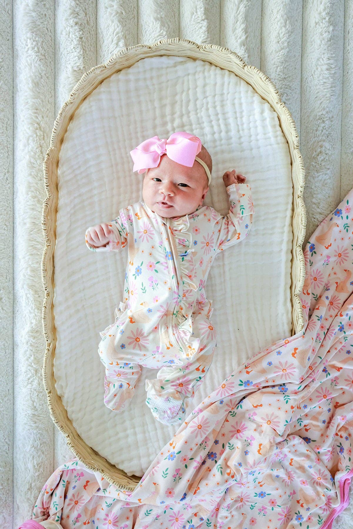 Ruffle Bamboo Zipper Footie | Loosey Goose