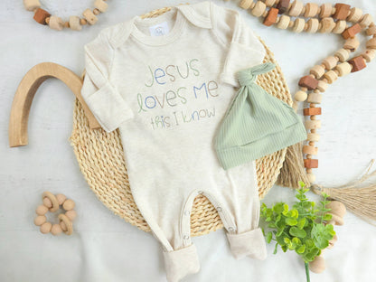 Jesus Loves Me Boy Stitch Romper