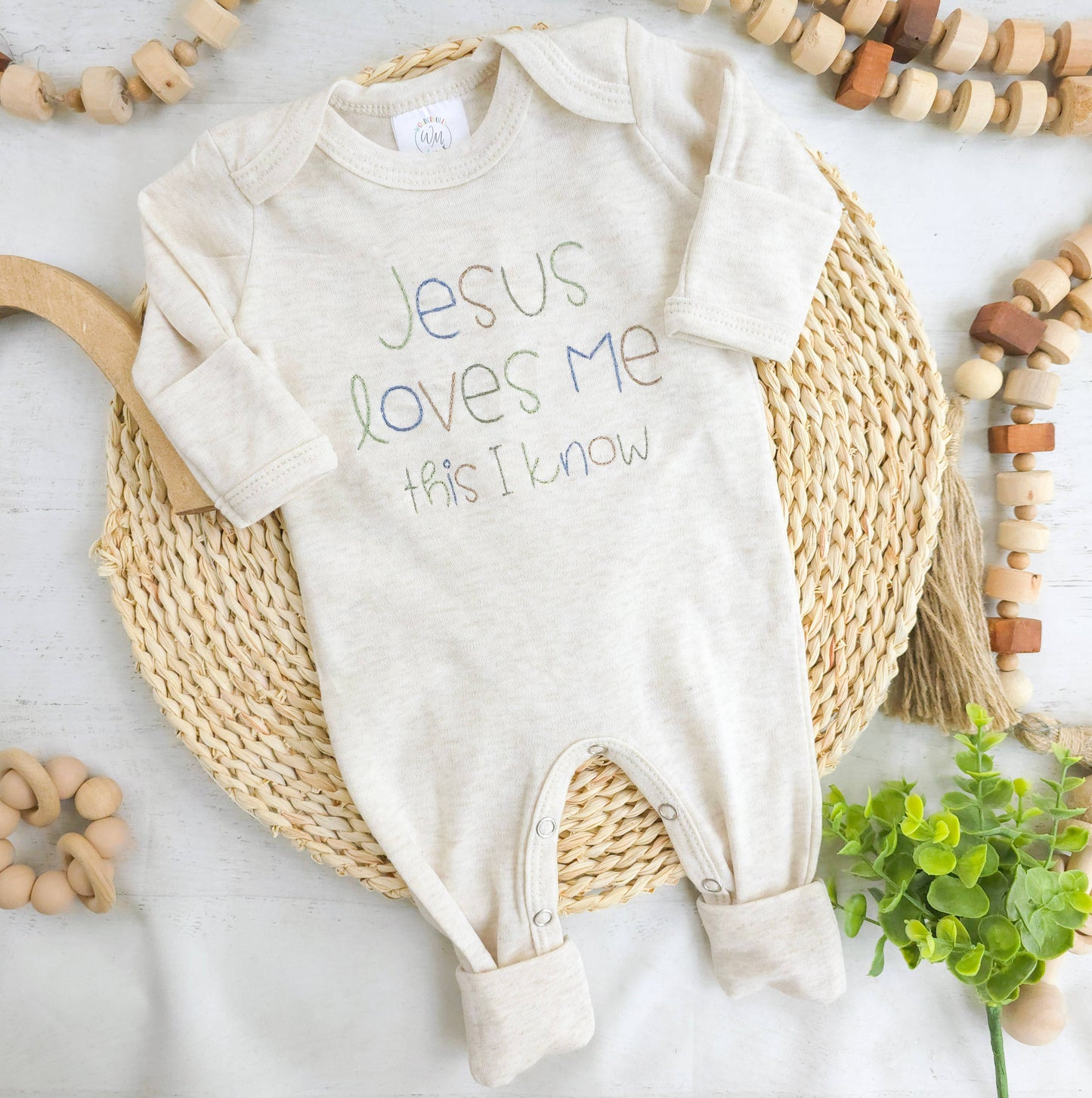 Jesus Loves Me Boy Stitch Romper
