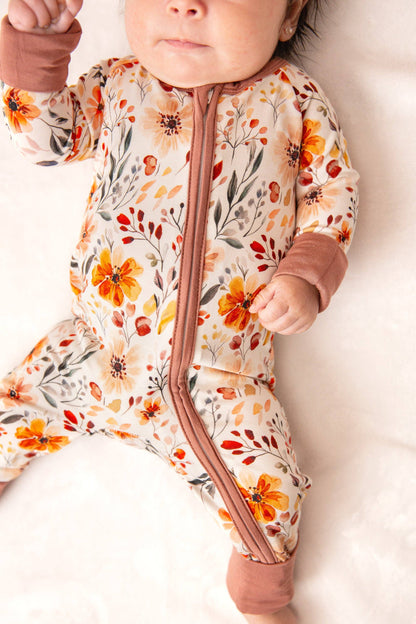Fall Floral Bamboo Zip Romper