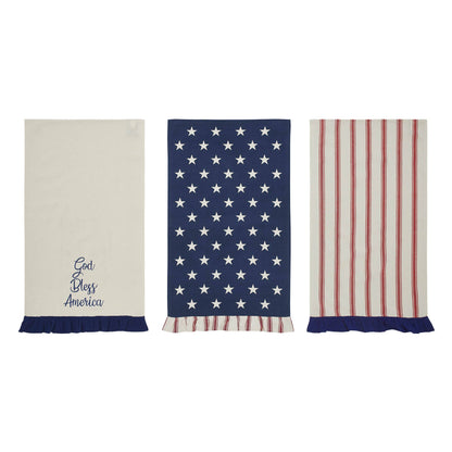 Stars Ruffled Tea Towel Set of 3 16x28