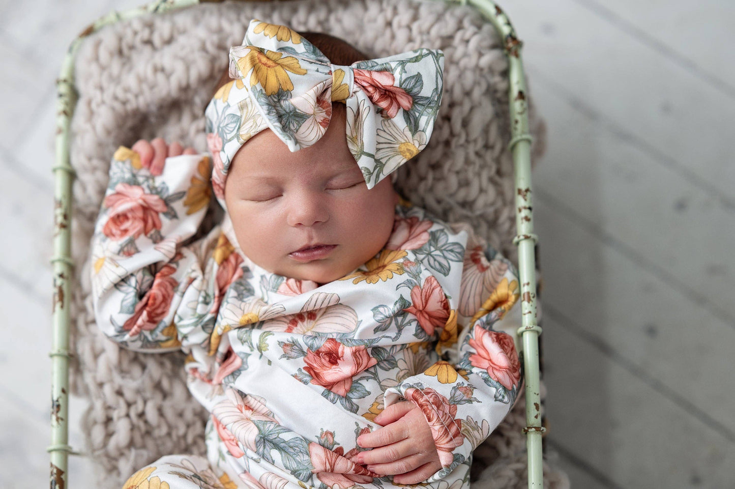Infant Botanical Ecru Gown