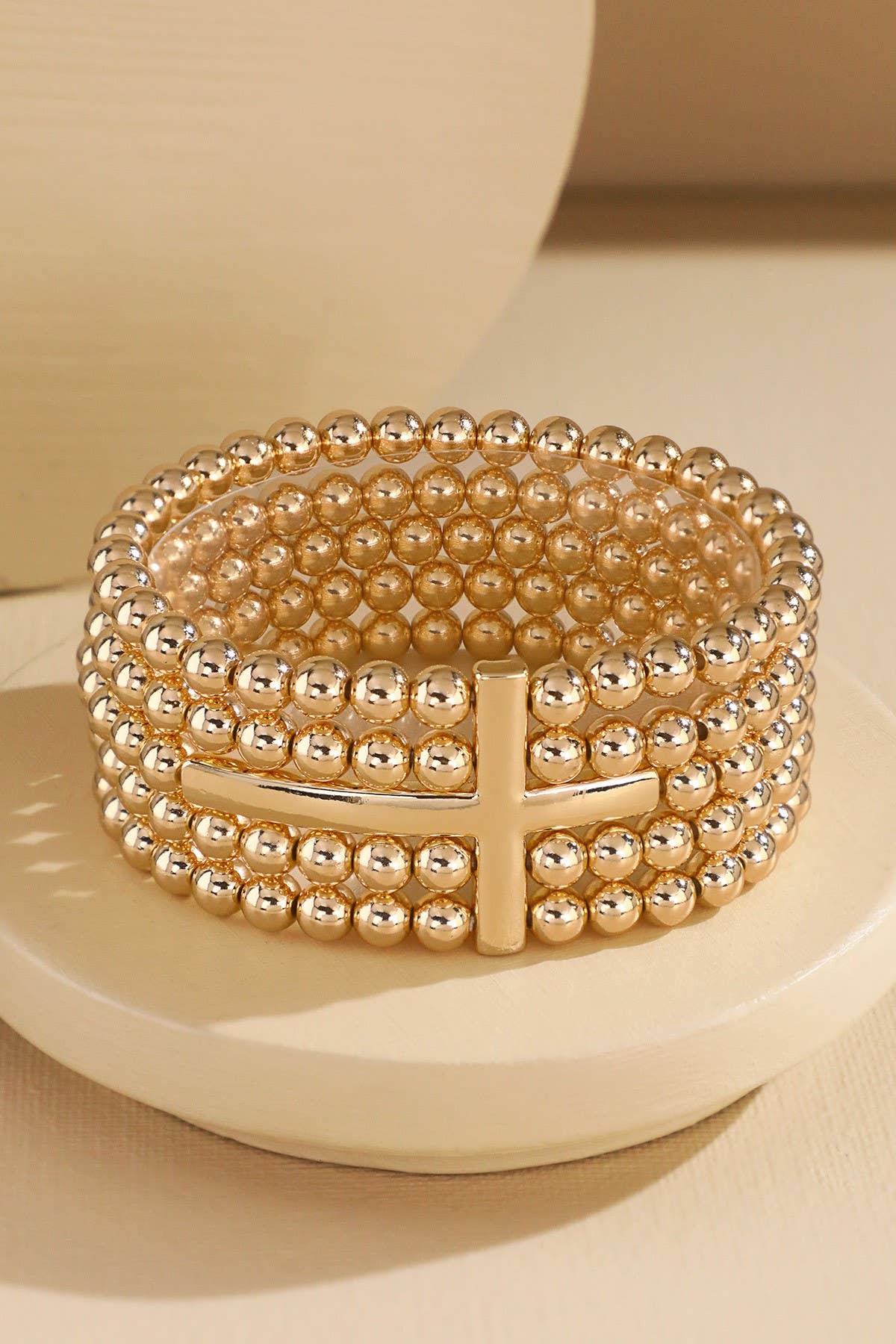 5-Layer Beaded Cross Stretch Bracelet