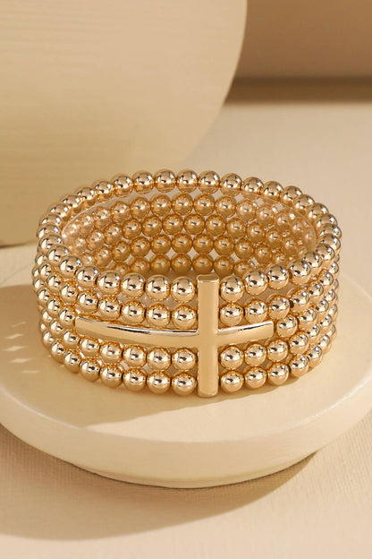5-Layer Beaded Cross Stretch Bracelet