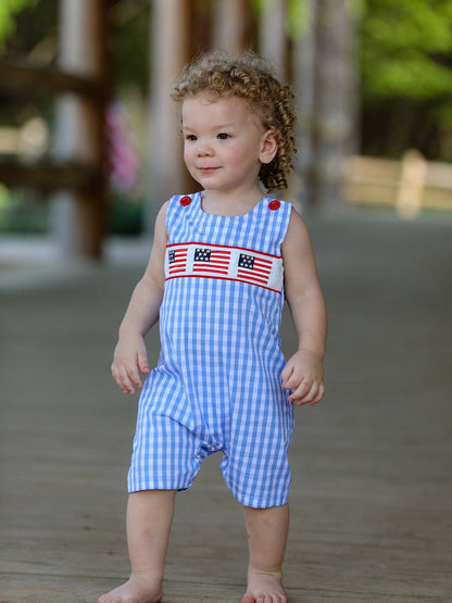 Flag Smocked Boys Romper
