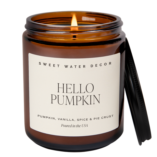 Hello Pumpkin 9 oz Soy Candle - Fall Decor & Gifts