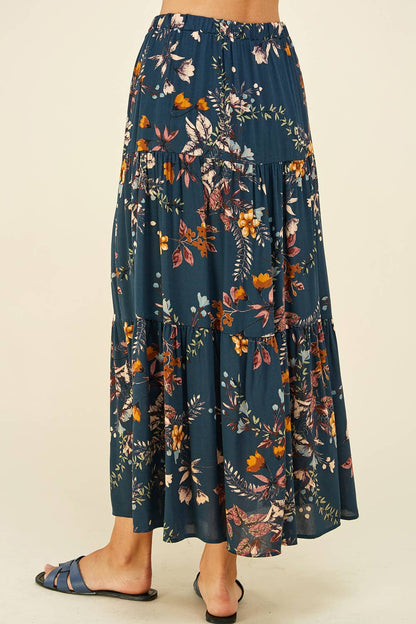 Navy Floral Maxi Skirt