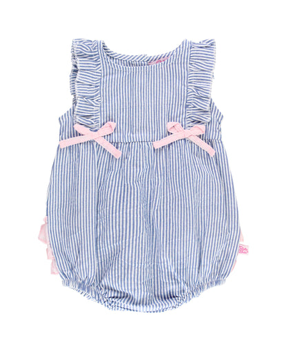 Blue Seersucker Romper