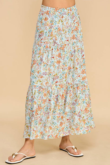 Blue Floral Maxi Skirt
