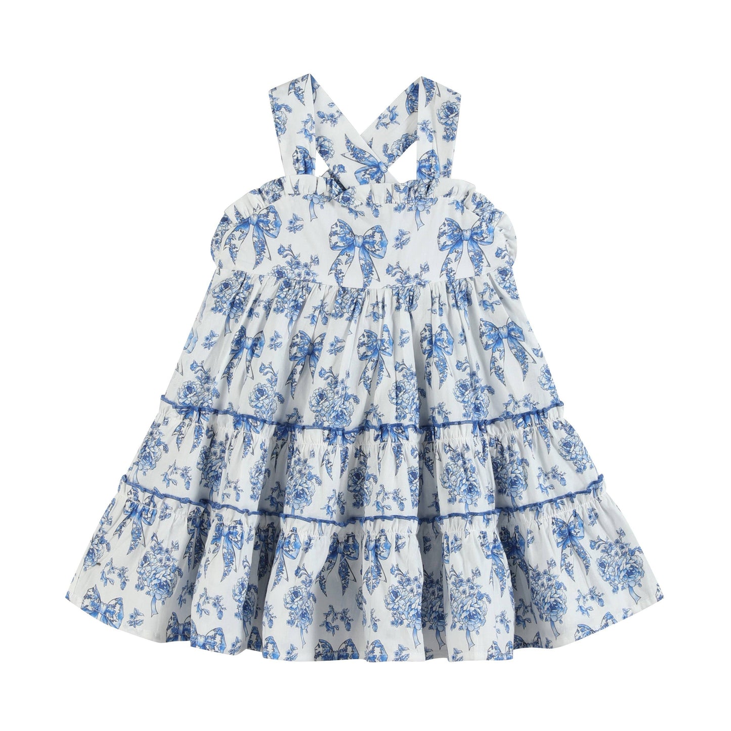 Blue Floral Layered Dress