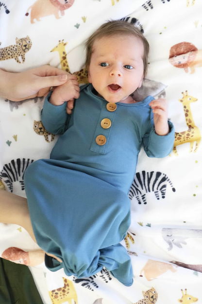 Blue Bamboo Knotted Gown & Hat