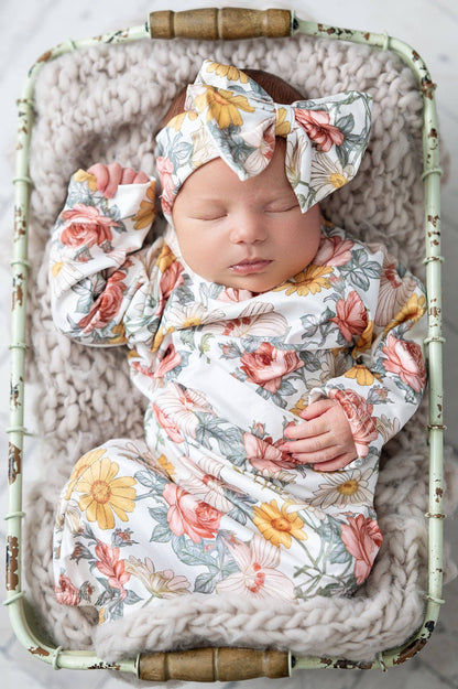 Infant Botanical Ecru Gown