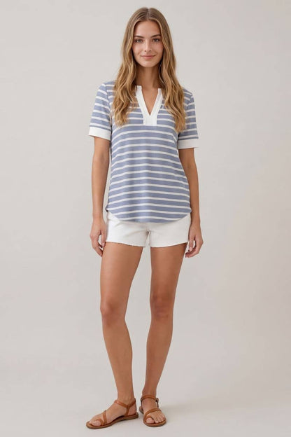 V-NECK STRIPED TOP