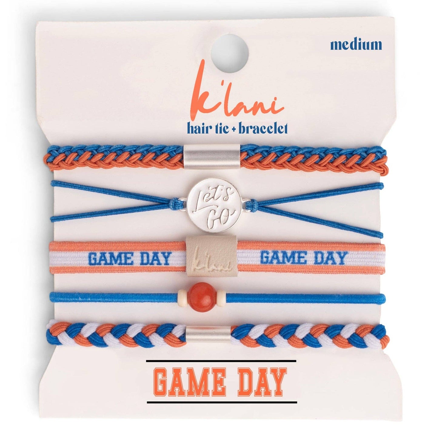 K’lani "Game Day" Blue & Orange Hair Tie Bracelets