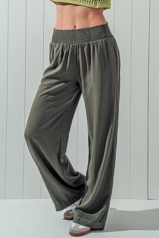 Tencel High Waist Wide Leg Pants