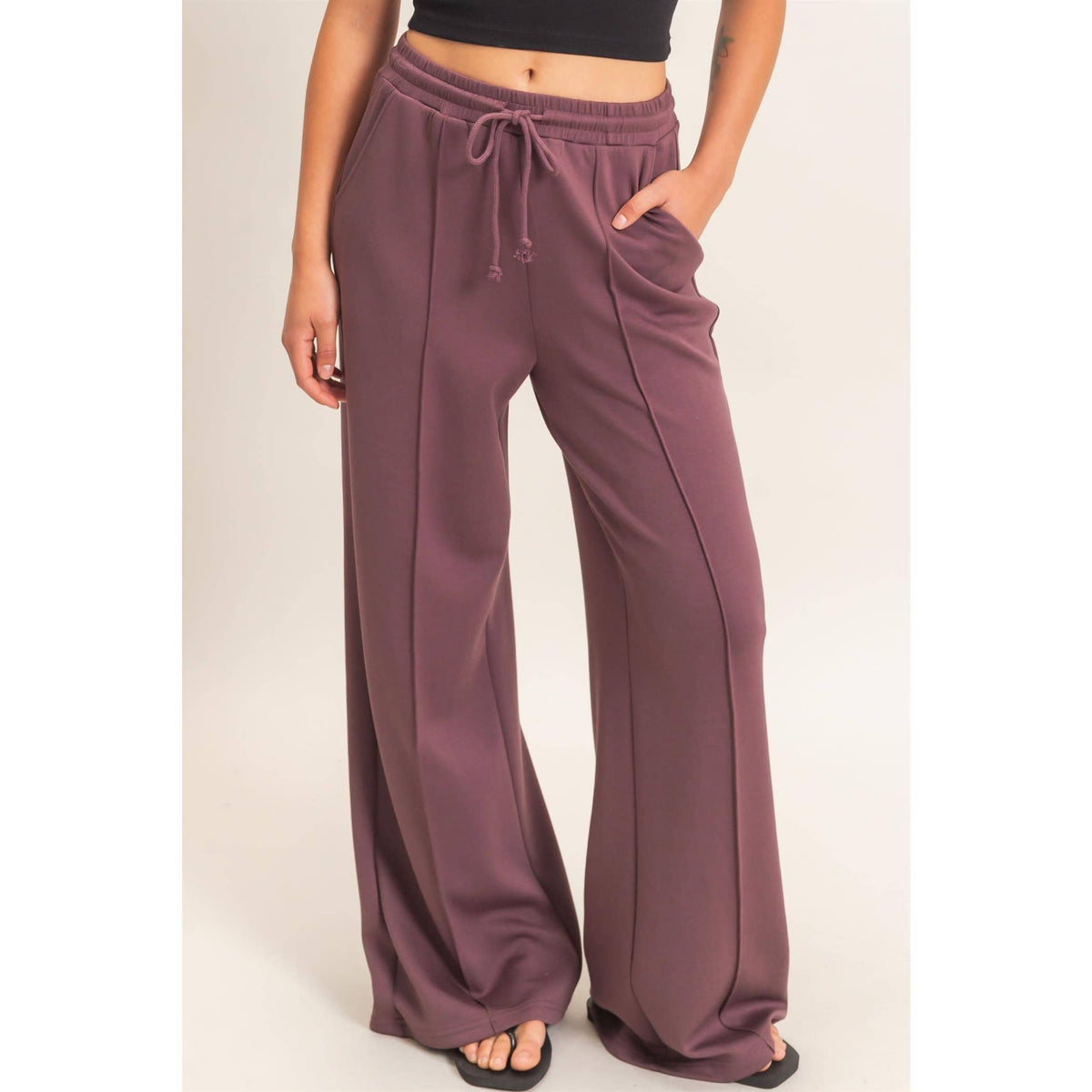 Pintuck Wide Leg Pants