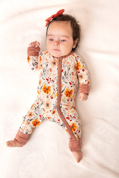 Fall Floral Bamboo Zip Romper
