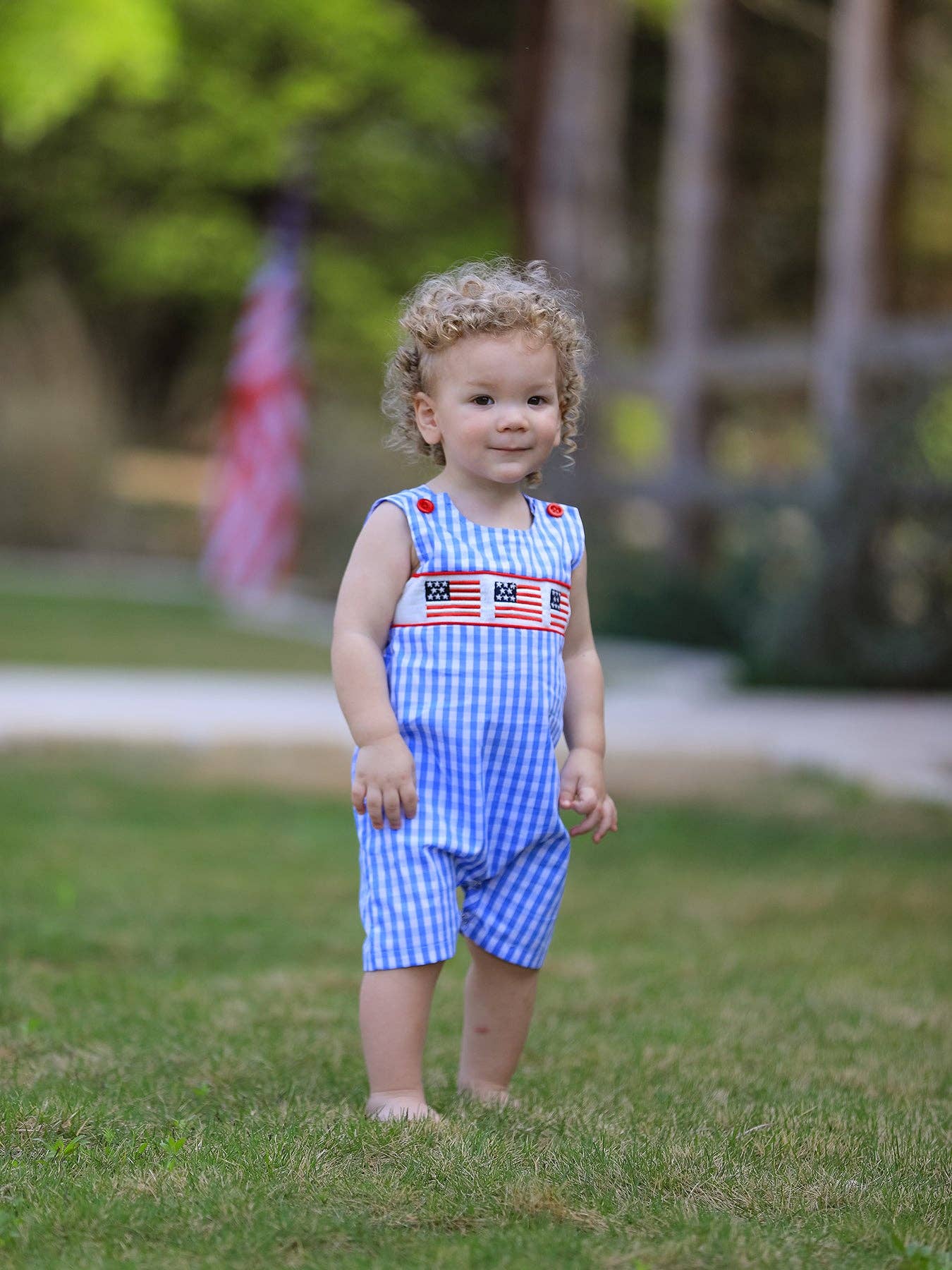 Flag Smocked Boys Romper