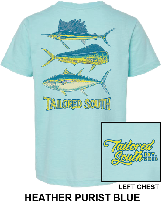 3 Fish - Heather Purist Blue