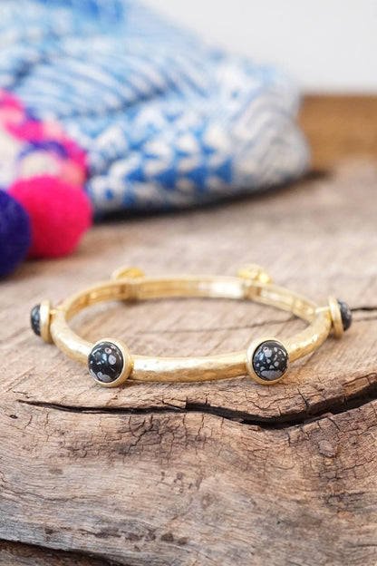 Jeweled Golden Bangle with stone dots