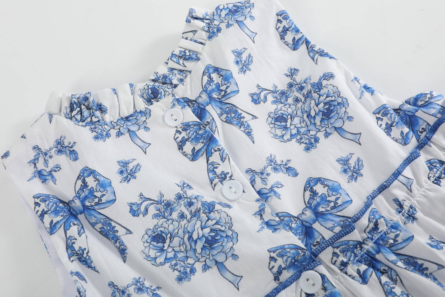 Blue Floral Ruffle Dress
