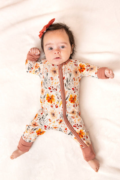 Fall Floral Bamboo Zip Romper